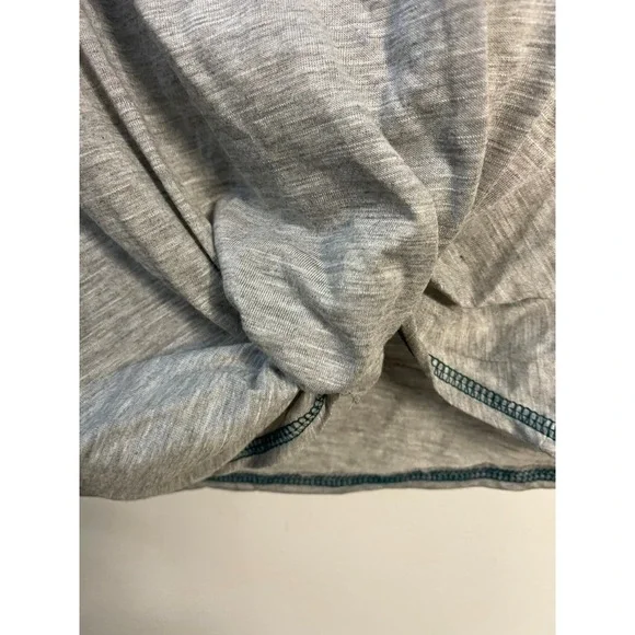 Self Esteem Womens Heather Grey Front Knot Varsity Stripe 3/4 Sleeve Top Large - Picture 5 of 7